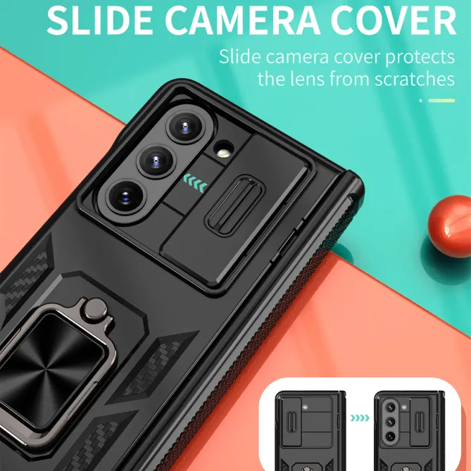 Coque Samsung Galaxy Z Fold 6 Support Anneau et Cache Caméra Coulissan