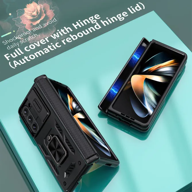 Coque Samsung Galaxy Z Fold 6 Support Anneau et Cache Caméra Coulissan
