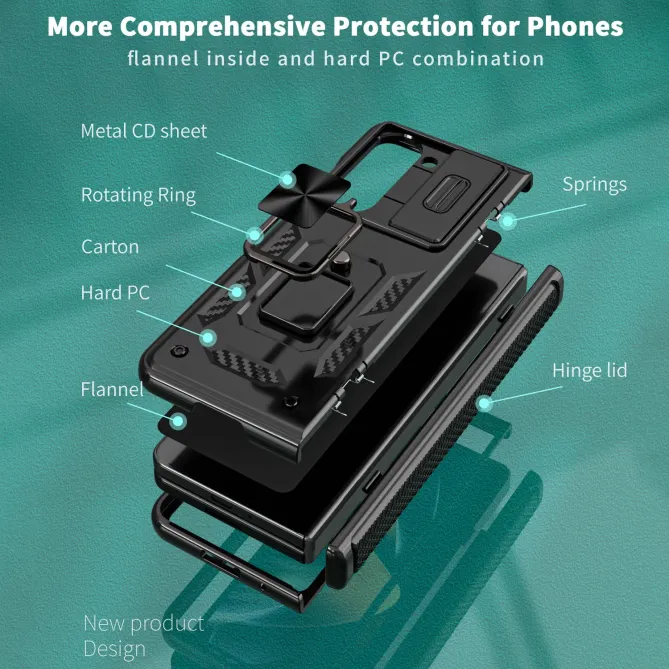 Coque Samsung Galaxy Z Fold 6 Support Anneau et Cache Caméra Coulissan