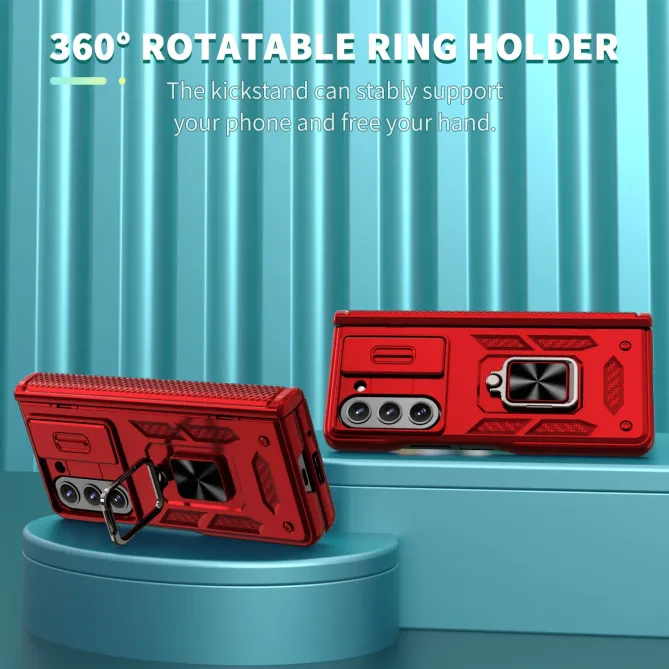 Coque Samsung Galaxy Z Fold 6 Support Anneau et Cache Caméra Coulissan