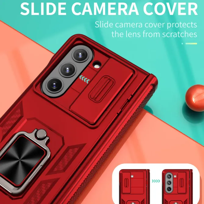 Coque Samsung Galaxy Z Fold 6 Support Anneau et Cache Caméra Coulissan