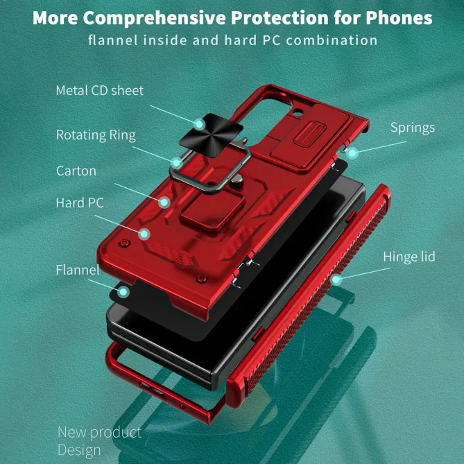 Coque Samsung Galaxy Z Fold 6 Support Anneau et Cache Caméra Coulissan