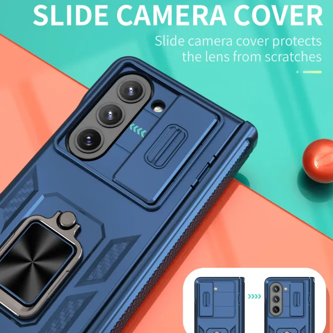 Coque Samsung Galaxy Z Fold 6 Support Anneau et Cache Caméra Coulissan