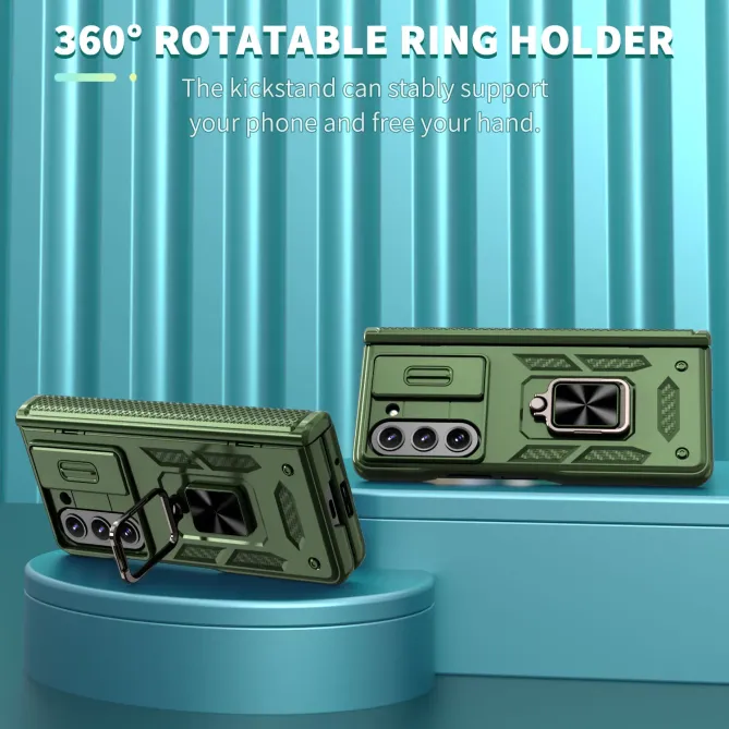 Coque Samsung Galaxy Z Fold 6 Support Anneau et Cache Caméra Coulissan