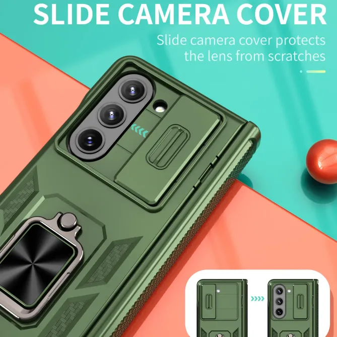 Coque Samsung Galaxy Z Fold 6 Support Anneau et Cache Caméra Coulissan