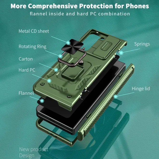Coque Samsung Galaxy Z Fold 6 Support Anneau et Cache Caméra Coulissan