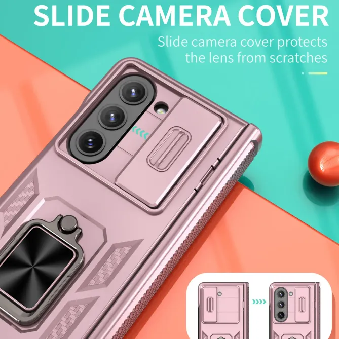 Coque Samsung Galaxy Z Fold 6 Support Anneau et Cache Caméra Coulissan