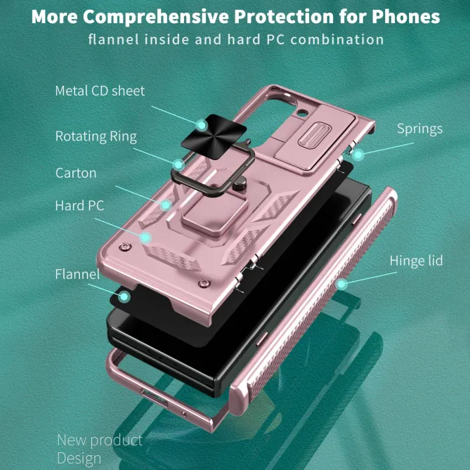 Coque Samsung Galaxy Z Fold 6 Support Anneau et Cache Caméra Coulissan