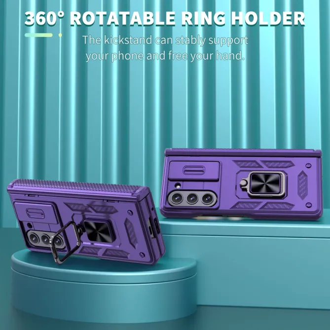 Coque Samsung Galaxy Z Fold 6 Support Anneau et Cache Caméra Coulissan