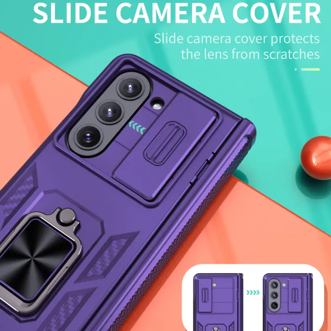 Coque Samsung Galaxy Z Fold 6 Support Anneau et Cache Caméra Coulissan
