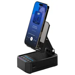 Support Téléphone Bureau Enceinte Bluetooth 3-en-1 Batterie Externe Pl