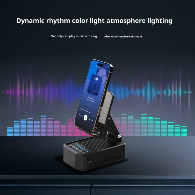 Support Téléphone Bureau Enceinte Bluetooth 3-en-1 Batterie Externe Pl