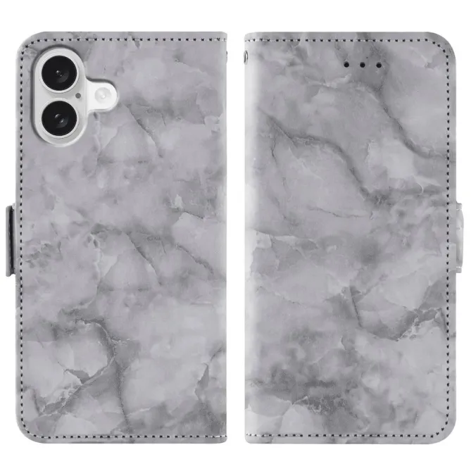 Housse iPhone 17 Motif Marbre Rabat Magnétique Lanière