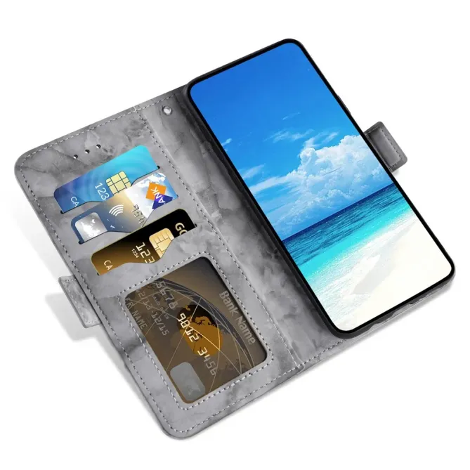 Housse iPhone 17 Motif Marbre Rabat Magnétique Lanière