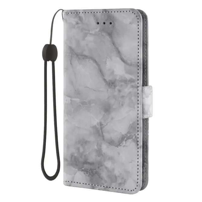 Housse iPhone 17 Motif Marbre Rabat Magnétique Lanière