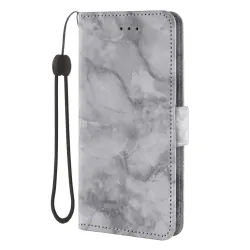 Housse iPhone 17 Motif Marbre Rabat Magnétique Lanière
