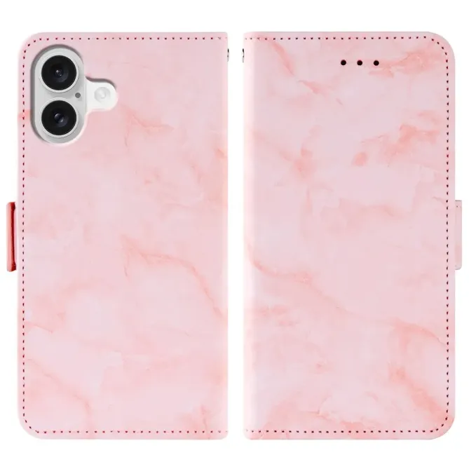 Housse iPhone 17 Motif Marbre Rabat Magnétique Lanière