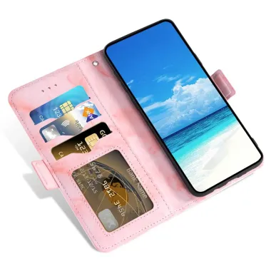 Housse iPhone 17 Motif Marbre Rabat Magnétique Lanière Rose - photo 8