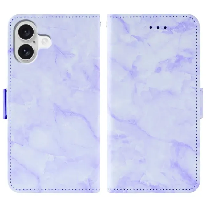 Housse iPhone 17 Motif Marbre Rabat Magnétique Lanière
