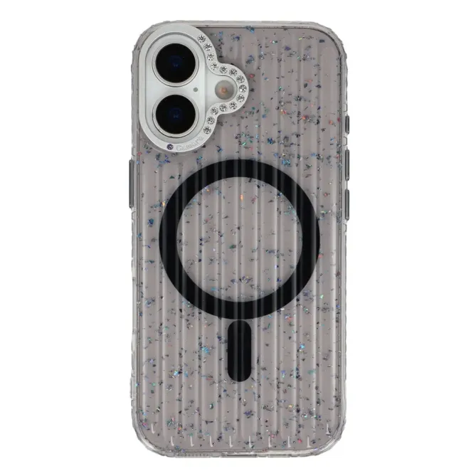 Coque iPhone 17 Paillettes Strass MagSafe Texture Glaciaire