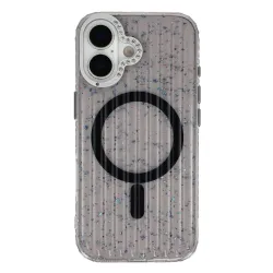 Coque iPhone 17 Paillettes Strass MagSafe Texture Glaciaire