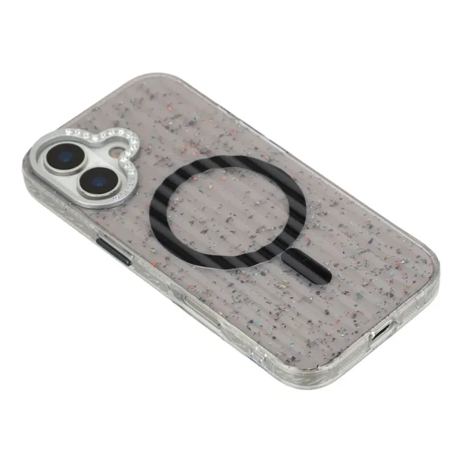 Coque iPhone 17 Paillettes Strass MagSafe Texture Glaciaire