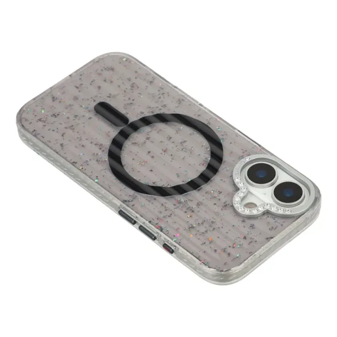 Coque iPhone 17 Paillettes Strass MagSafe Texture Glaciaire