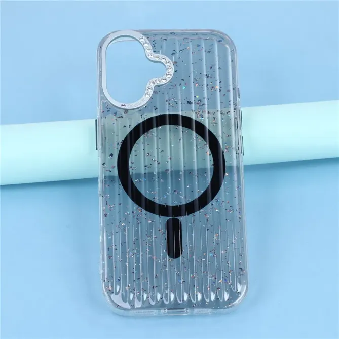 Coque iPhone 17 Paillettes Strass MagSafe Texture Glaciaire