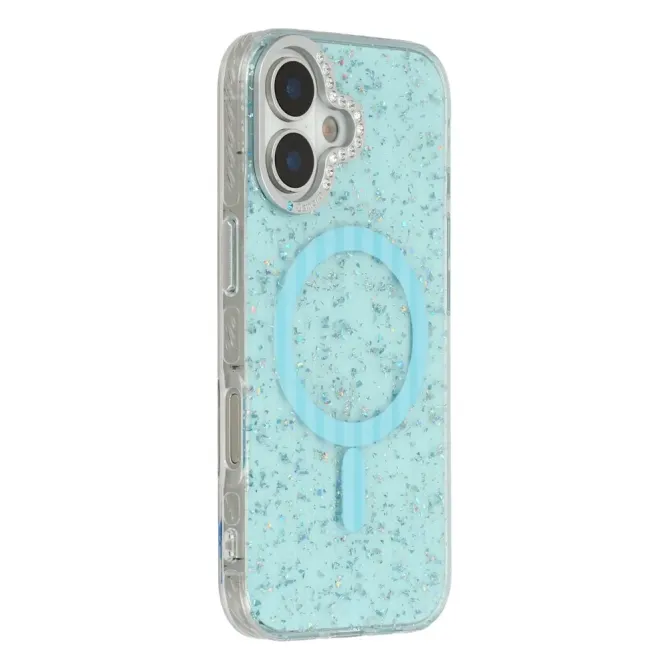 Coque iPhone 17 Paillettes Strass MagSafe Texture Glaciaire