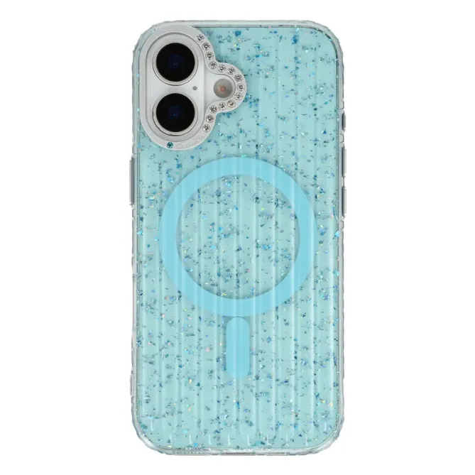 Coque iPhone 17 Paillettes Strass MagSafe Texture Glaciaire