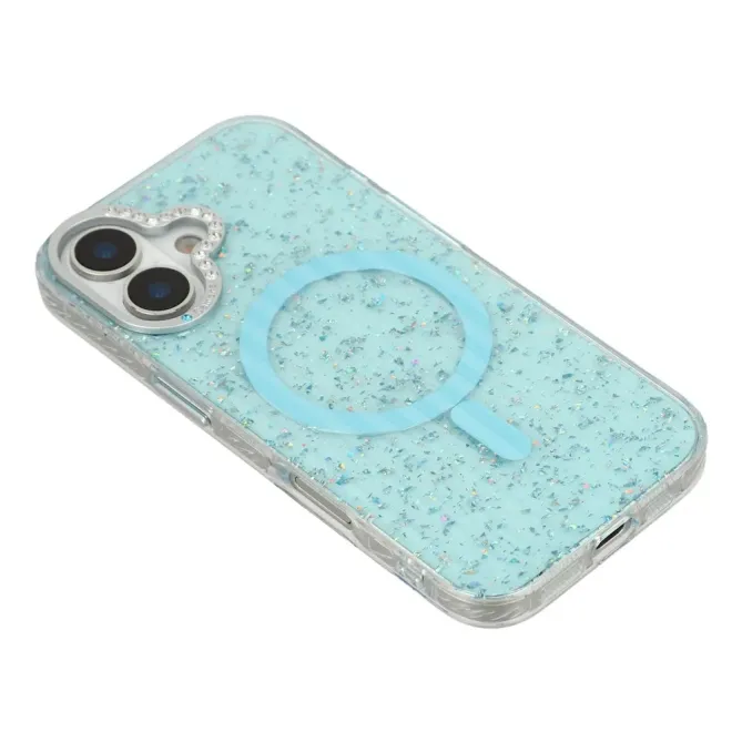 Coque iPhone 17 Paillettes Strass MagSafe Texture Glaciaire