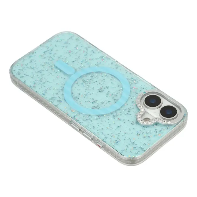 Coque iPhone 17 Paillettes Strass MagSafe Texture Glaciaire