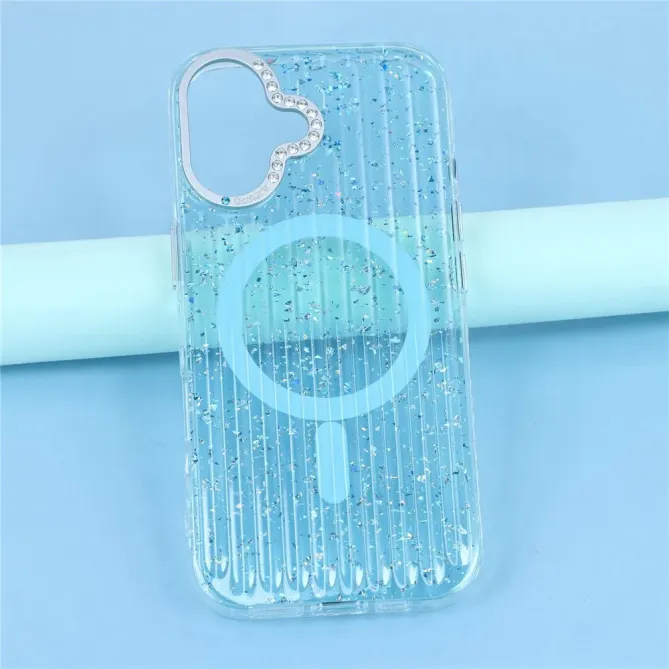 Coque iPhone 17 Paillettes Strass MagSafe Texture Glaciaire