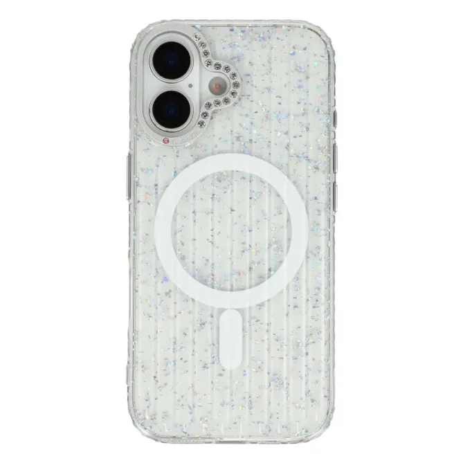Coque iPhone 17 Paillettes Strass MagSafe Texture Glaciaire