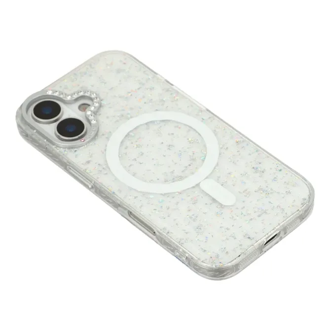 Coque iPhone 17 Paillettes Strass MagSafe Texture Glaciaire