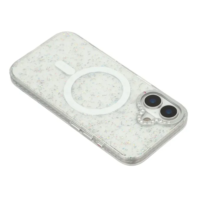 Coque iPhone 17 Paillettes Strass MagSafe Texture Glaciaire