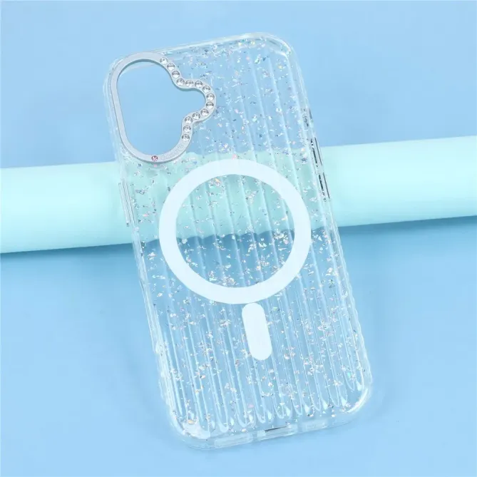 Coque iPhone 17 Paillettes Strass MagSafe Texture Glaciaire