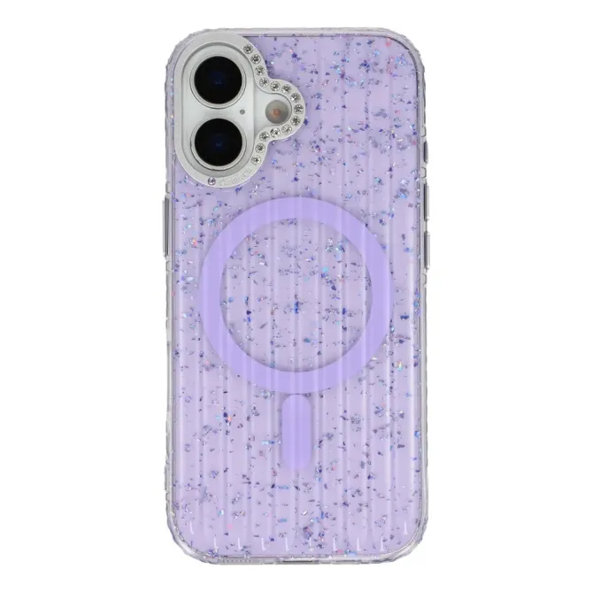 Coque iPhone 17 Paillettes Strass MagSafe Texture Glaciaire
