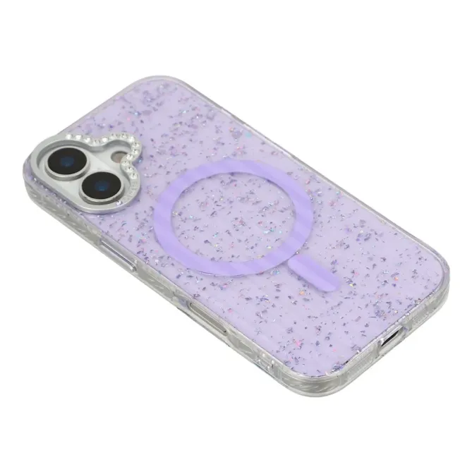 Coque iPhone 17 Paillettes Strass MagSafe Texture Glaciaire