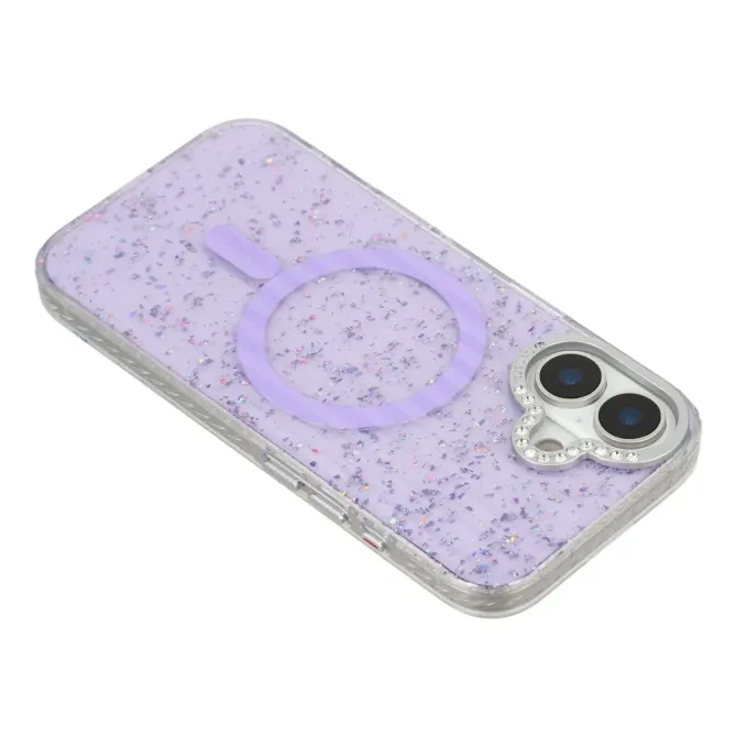 Coque iPhone 17 Paillettes Strass MagSafe Texture Glaciaire