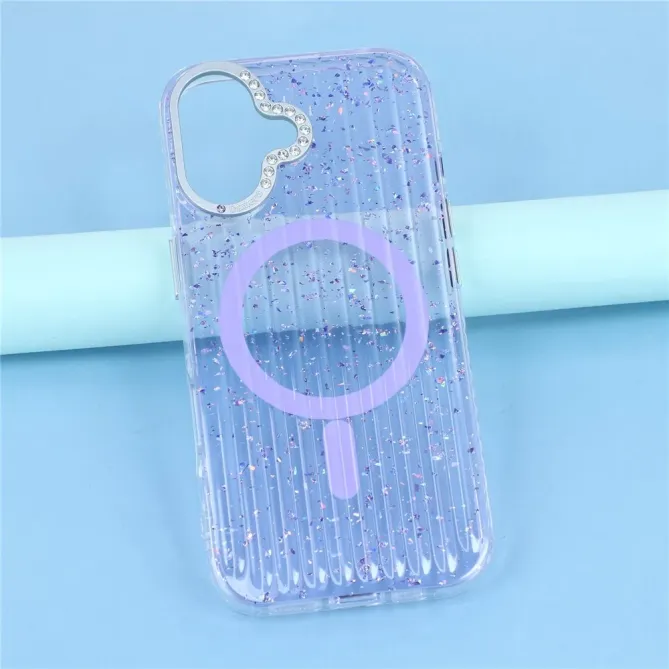 Coque iPhone 17 Paillettes Strass MagSafe Texture Glaciaire