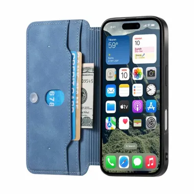 Housse iPhone 17 Portefeuille Zippé Détachable | CASENEO Bleu - photo 12