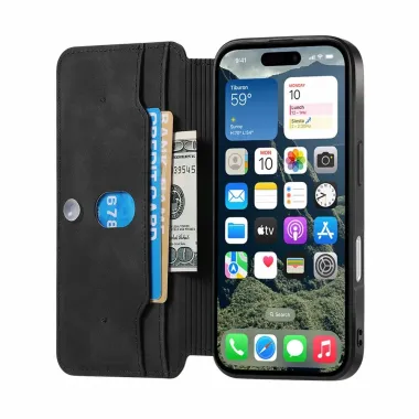 Housse iPhone 17 Portefeuille Zippé Détachable | CASENEO Noir - photo 32