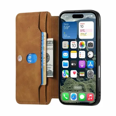 Housse iPhone 17 Portefeuille Zippé Détachable | CASENEO Marron - photo 62