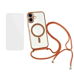 Pack Coque iPhone 17 MagSafe Cordon Verre Trempé Bords Galvanisés