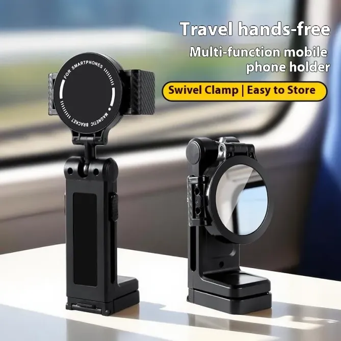 Support Téléphone Voyage Avion Train Pliable Universel avec Miroir
