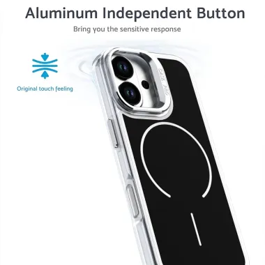 Coque iPhone 17 Support Lentille Caméra MagSafe Bicolore Noir - photo 17