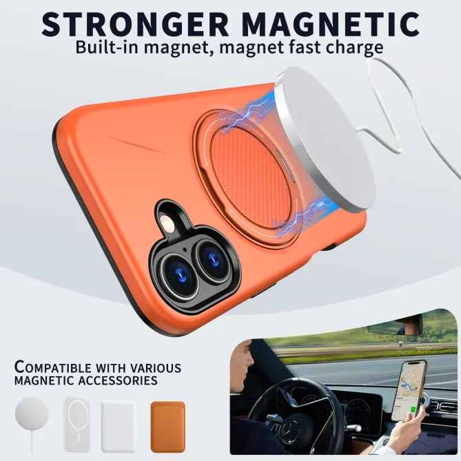 Coque iPhone 17 MagSafe Support Rotatif Béquille Antichoc