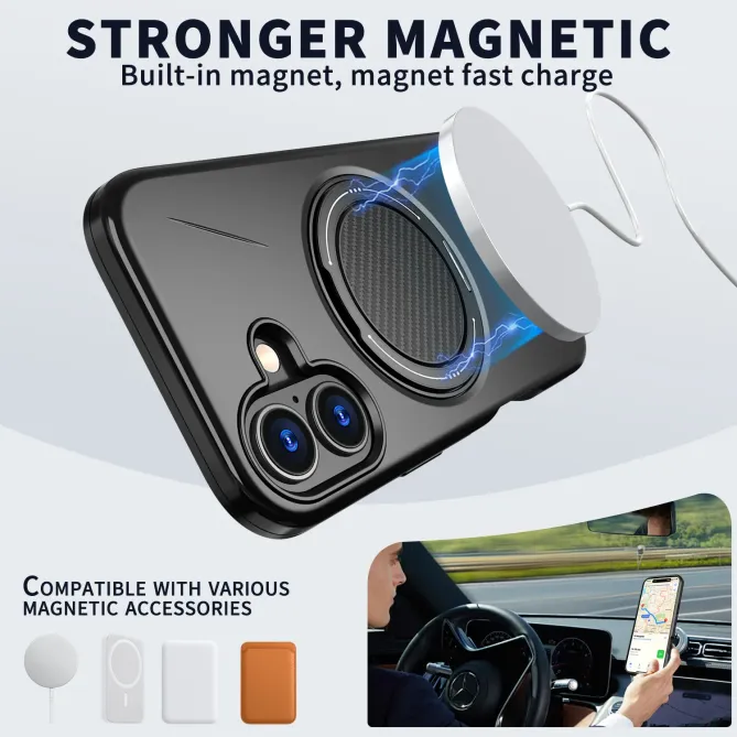 Coque iPhone 17 MagSafe Support Rotatif Béquille Antichoc