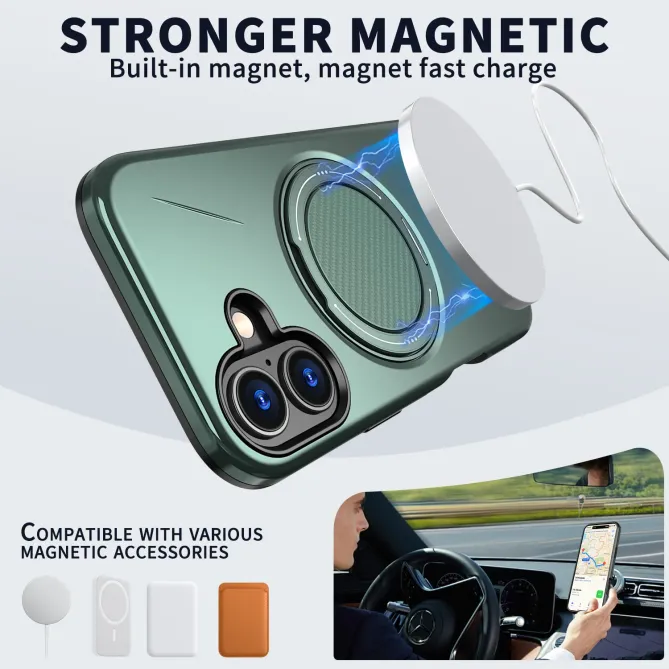 Coque iPhone 17 MagSafe Support Rotatif Béquille Antichoc